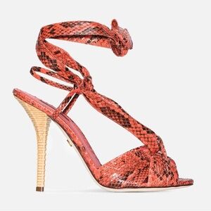 Dolce & Gabbana Python Skin Ankle Wrap Sandals Coral NWT Size 40